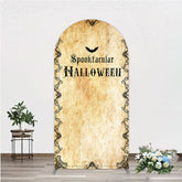 Aperturee - Aperturee Spooktacular Halloween Arch Backdrop Vintage Gothic Border with Bats Old Parchment Paper Themed Party Decor